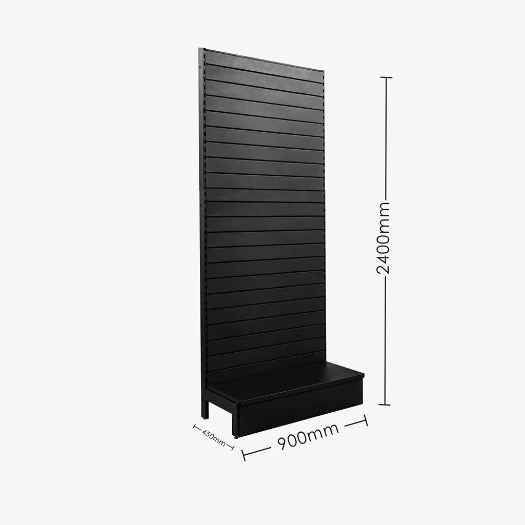 Black Single Sided Slatwall Gondola Shelving – 900mm wide Modules