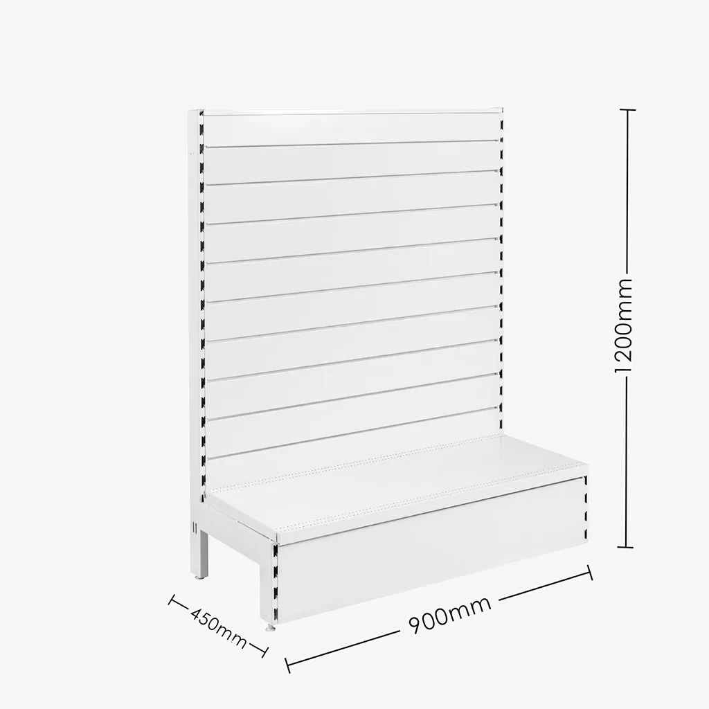 White Single Sided Slatwall Gondola Shelving – 900mm wide Modules