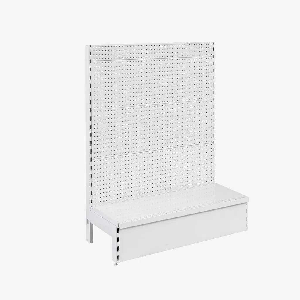White Single Sided Volcano Pegboard Gondola Shelving – 900mm wide Modules
