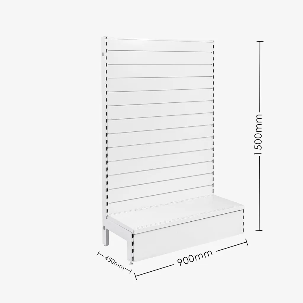 White Single Sided Slatwall Gondola Shelving – 900mm wide Modules