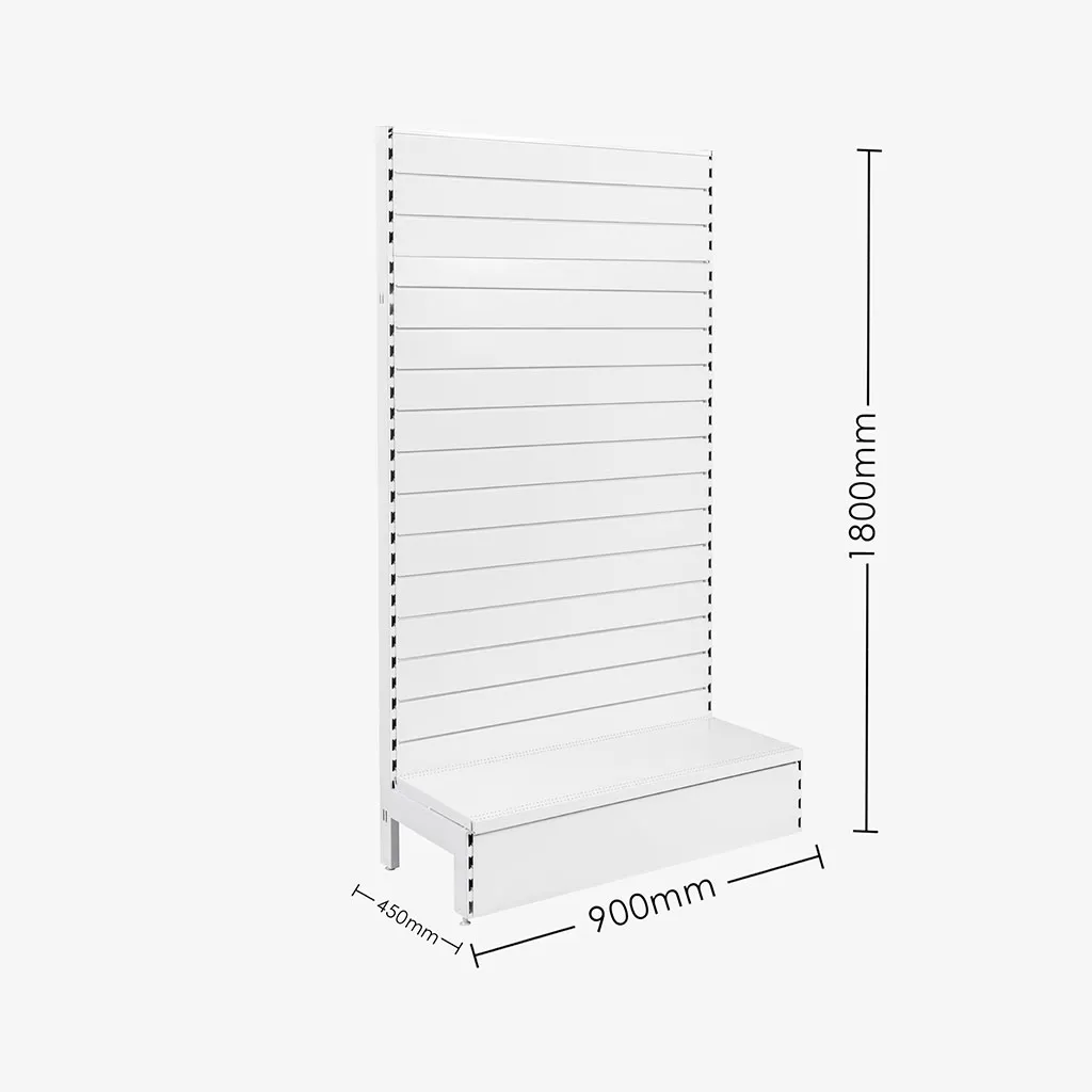 White Single Sided Slatwall Gondola Shelving – 900mm wide Modules