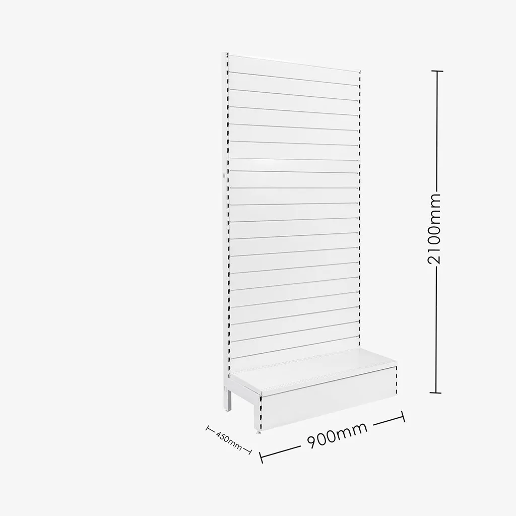 White Single Sided Slatwall Gondola Shelving – 900mm wide Modules