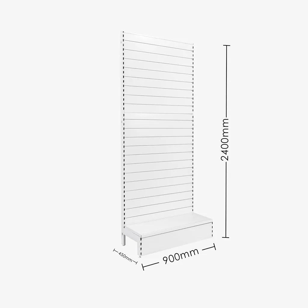 White Single Sided Slatwall Gondola Shelving – 900mm wide Modules