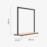 Black Clothing Rack with Walnut Base – 1200mm Wide