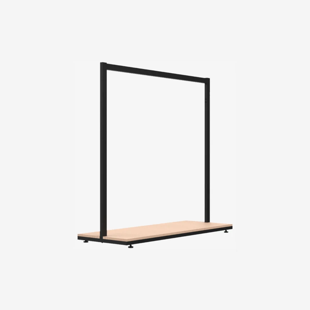 Black Clothing Rack with Walnut Base – 1200mm Wide