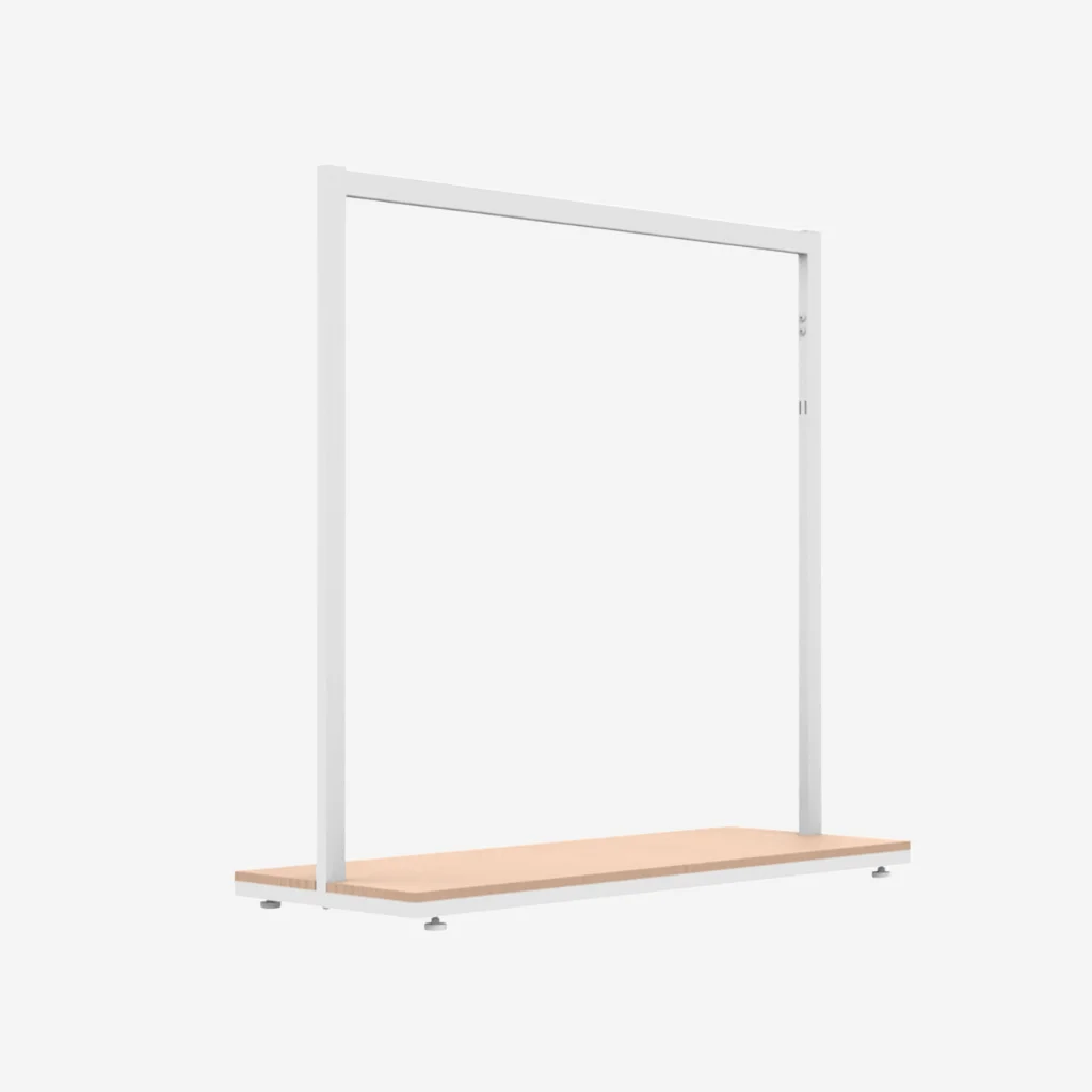 White Clothing Rack with Walnut Base - 1200mm Wide