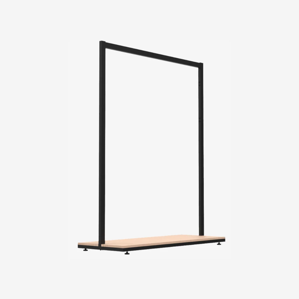 Black Clothing Rack with Walnut Base – 1200mm Wide