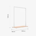 White Clothing Rack with Walnut Base – 1200mm Wide