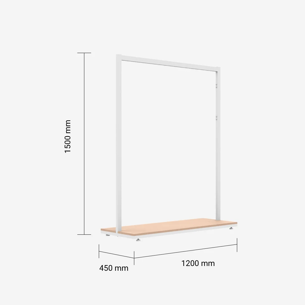 White Clothing Rack with Walnut Base – 1200mm Wide