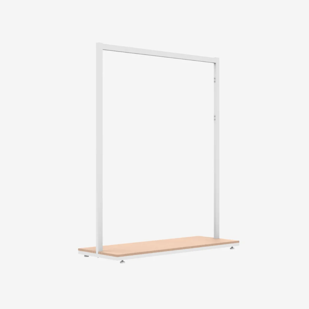 White Clothing Rack with Walnut Base – 1200mm Wide