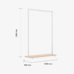 White Clothing Rack with Walnut Base – 1200mm Wide
