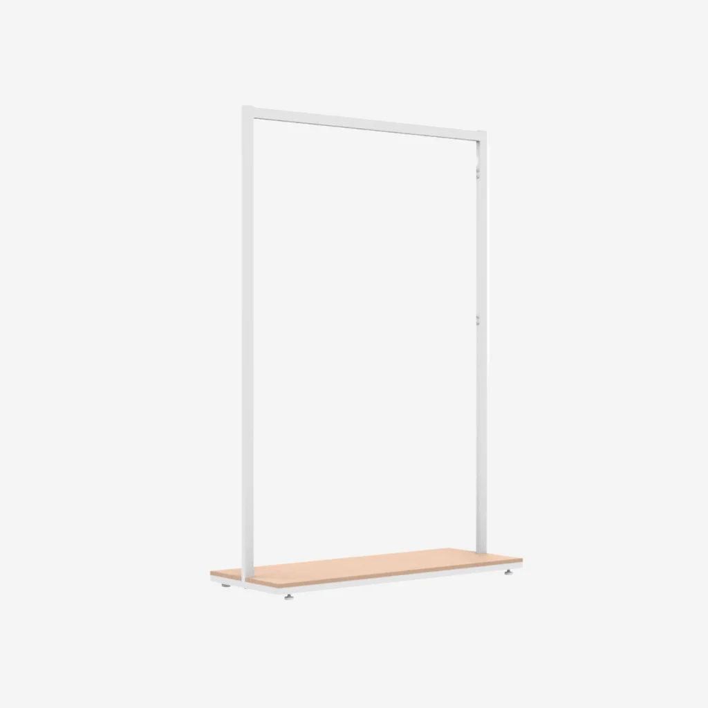 White Clothing Rack with Walnut Base – 1200mm Wide