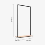 Black Clothing Rack with Walnut Base – 1200mm Wide