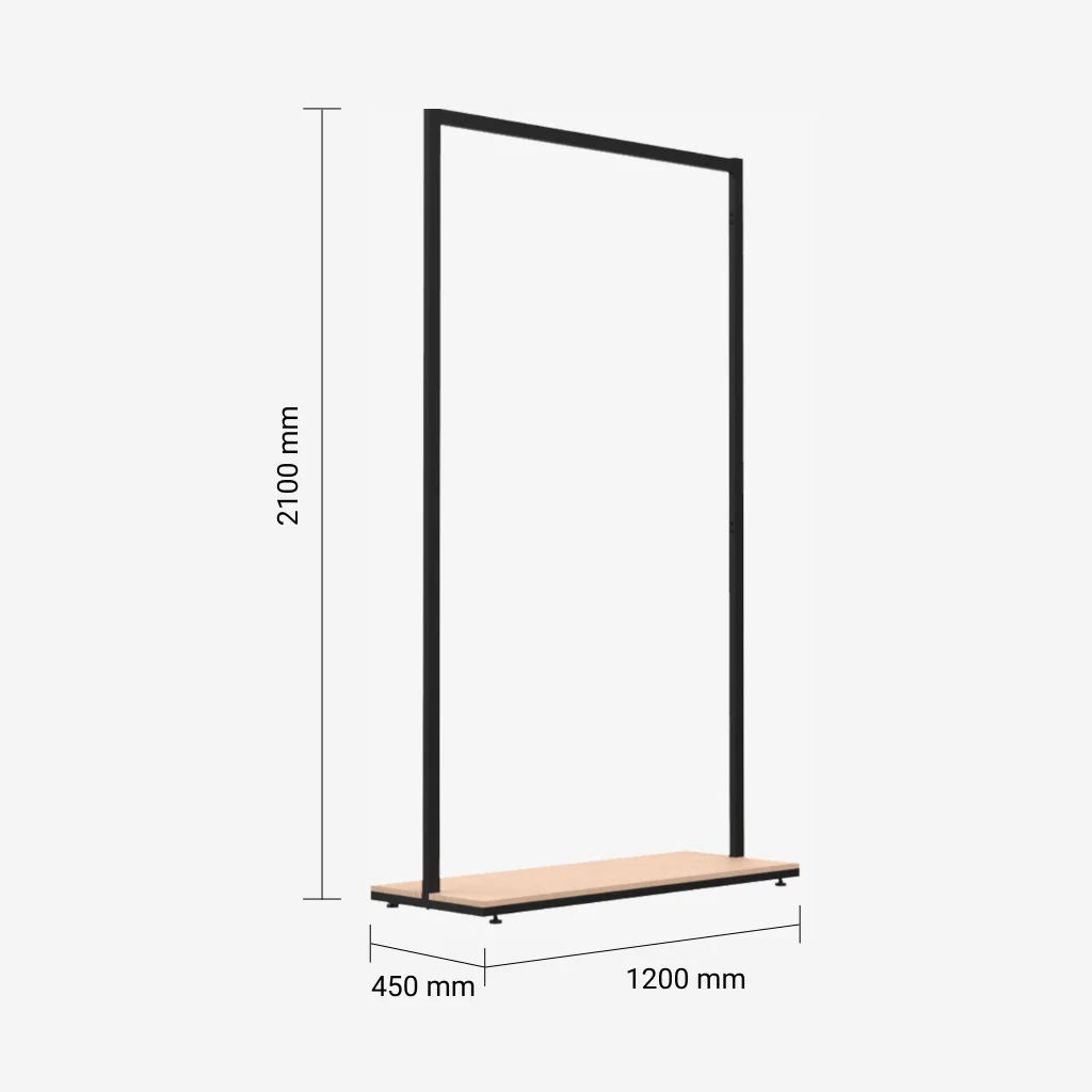Black Clothing Rack with Walnut Base – 1200mm Wide