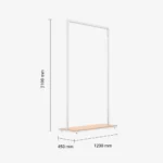 White Clothing Rack with Walnut Base – 1200mm Wide