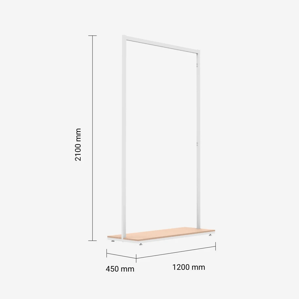 White Clothing Rack with Walnut Base – 1200mm Wide