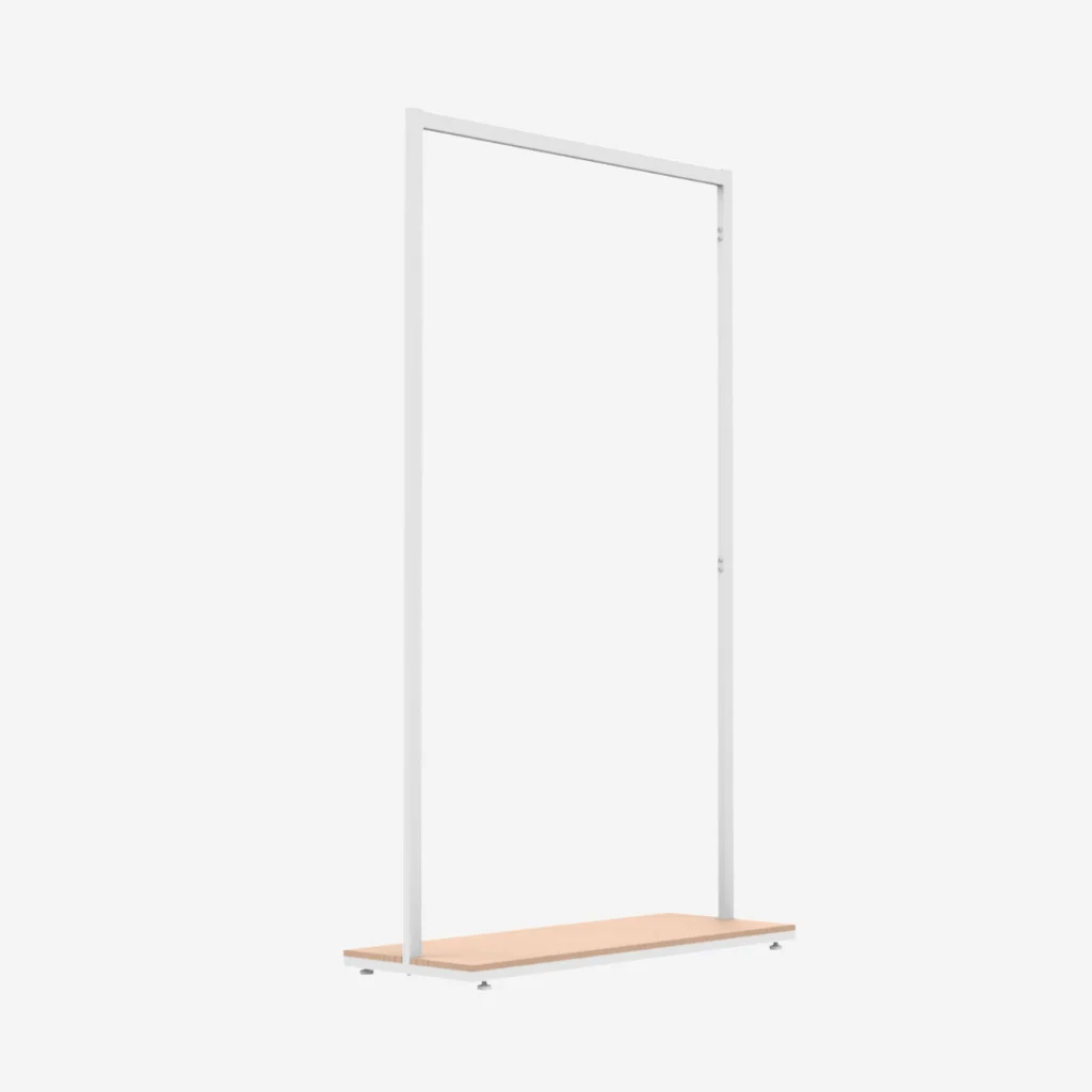 White Clothing Rack with Walnut Base – 1200mm Wide