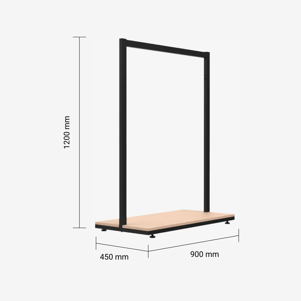 Black Clothing Rack with Walnut Base – 900mm Wide