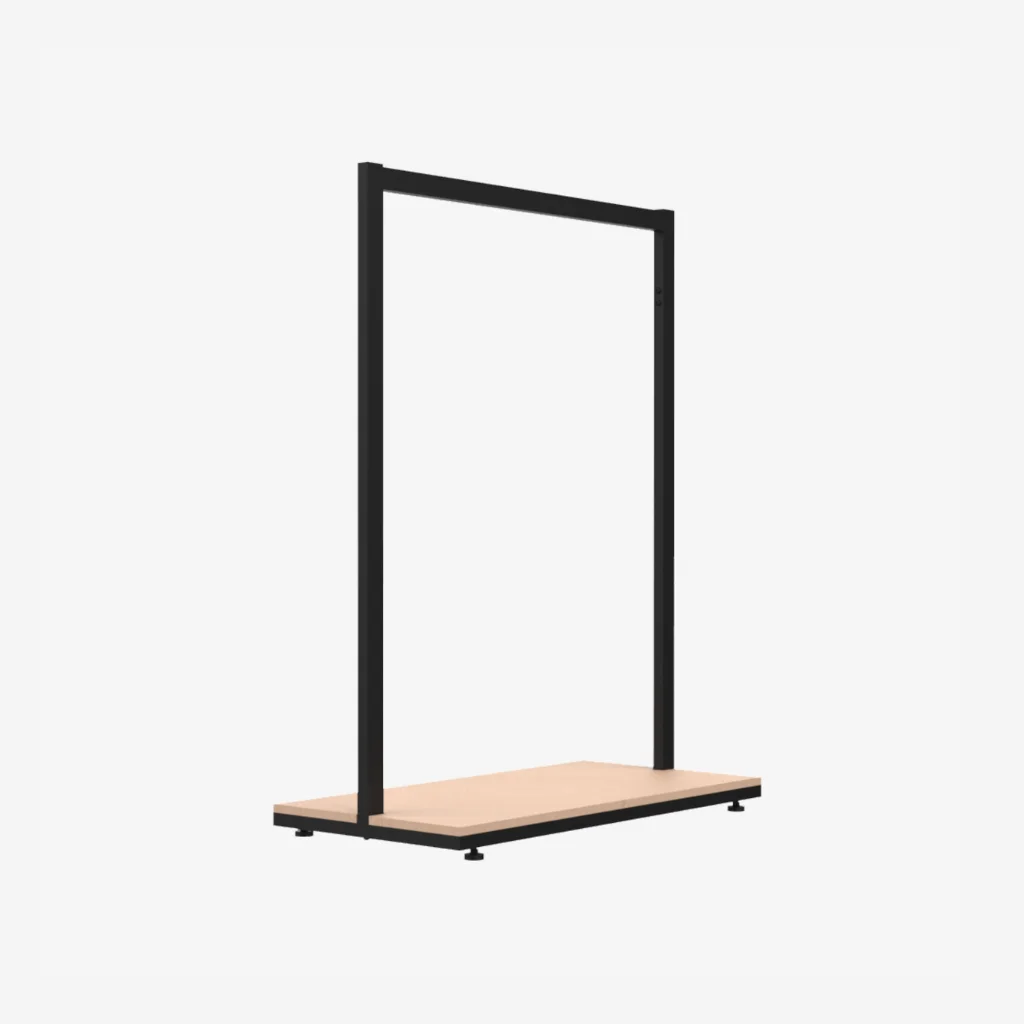 Black Clothing Rack with Walnut Base – 900mm Wide