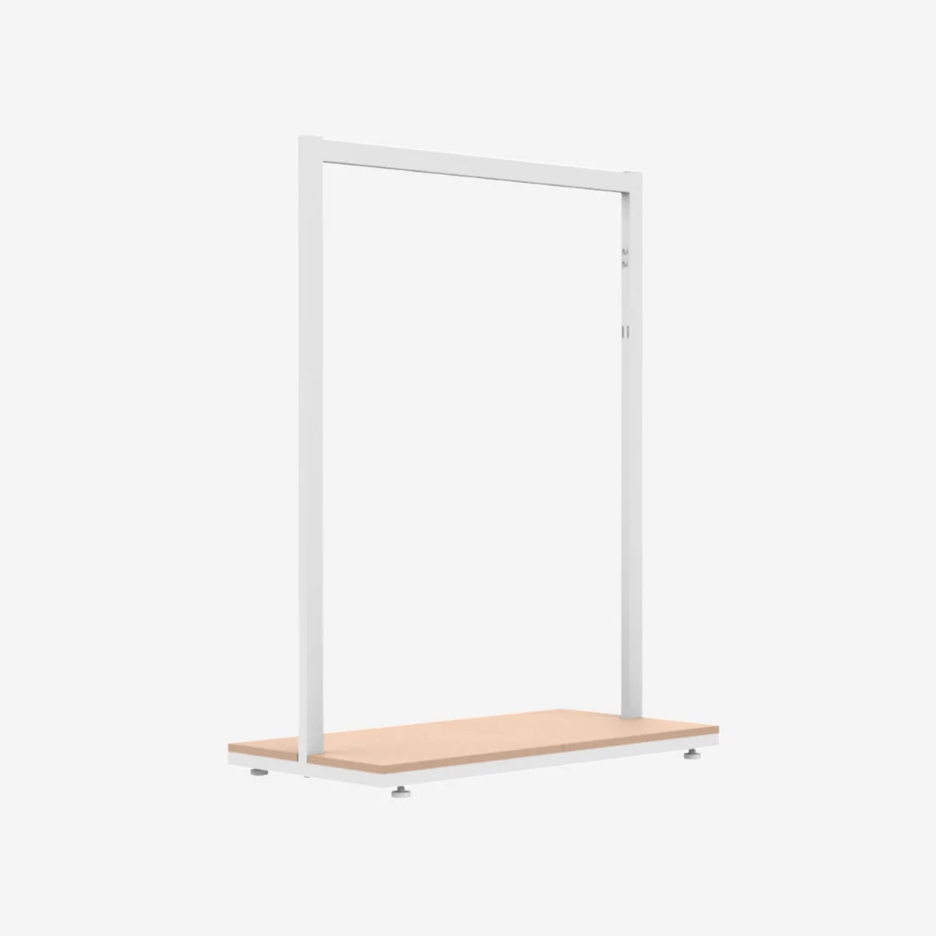White Clothing Rack with Walnut Base - 900mm Wide