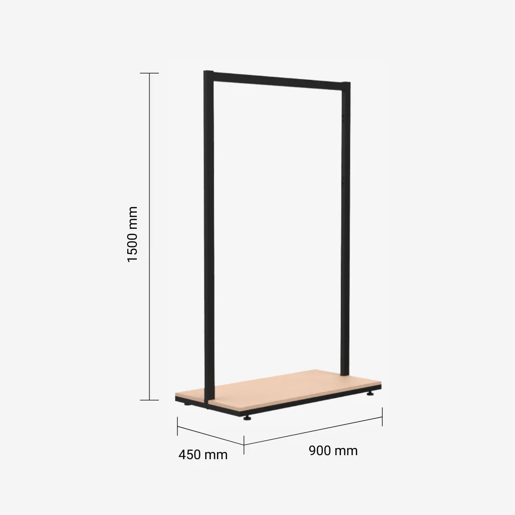Black Clothing Rack with Walnut Base – 900mm Wide