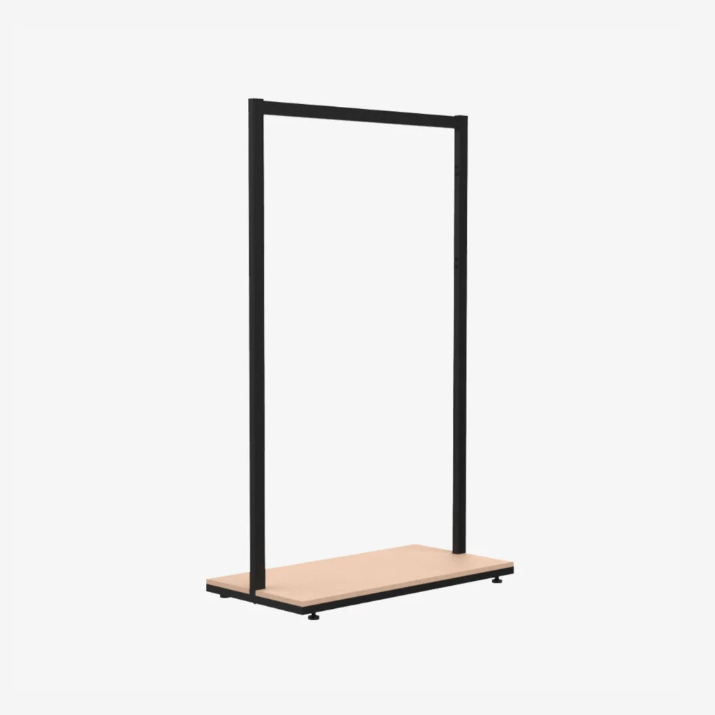 Black Clothing Rack with Walnut Base – 900mm Wide