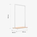 White Clothing Rack with Walnut Base – 900mm Wide