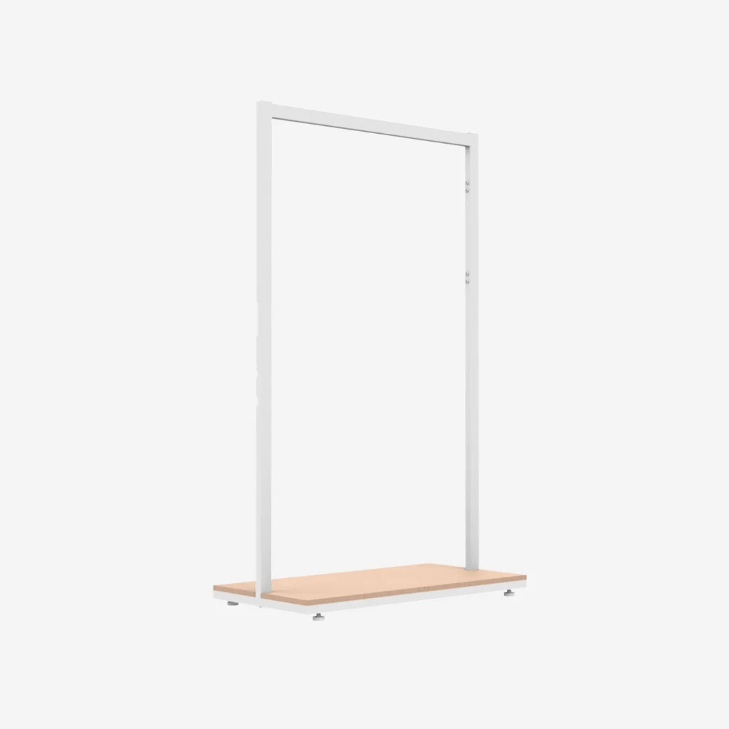 White Clothing Rack with Walnut Base – 900mm Wide