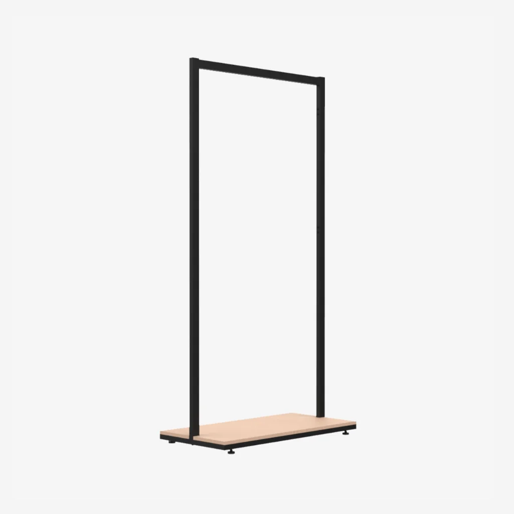 Black Clothing Rack with Walnut Base – 900mm Wide