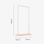 White Clothing Rack with Walnut Base – 900mm Wide