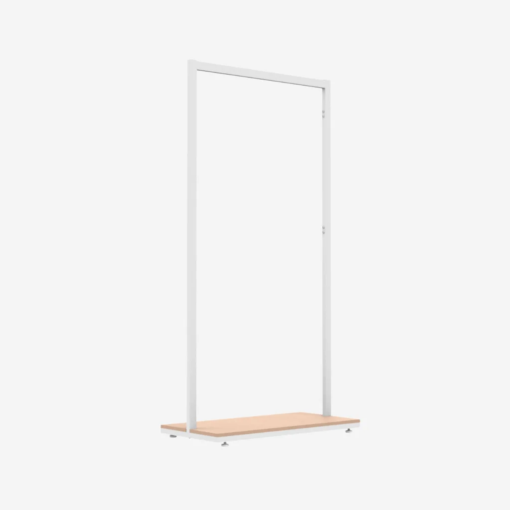 White Clothing Rack with Walnut Base – 900mm Wide