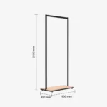 Black Clothing Rack with Walnut Base – 900mm Wide