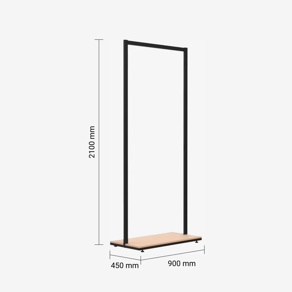 Black Clothing Rack with Walnut Base – 900mm Wide