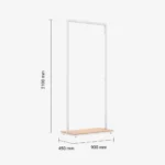White Clothing Rack with Walnut Base – 900mm Wide