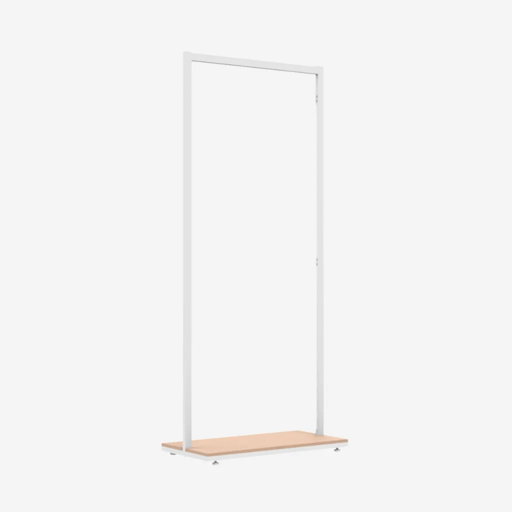 White Clothing Rack with Walnut Base – 900mm Wide