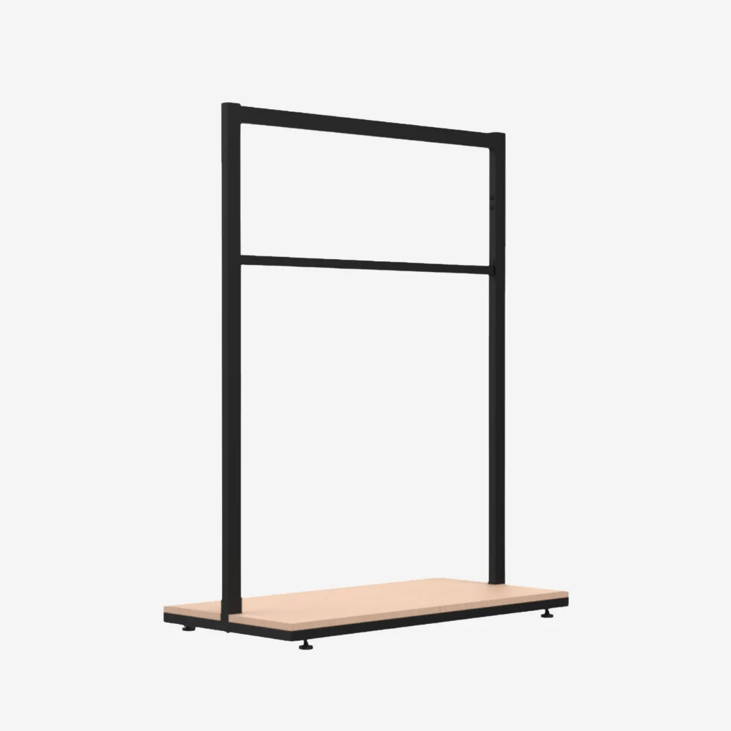 Black Clothing Rack with Walnut Base – 900mm Wide