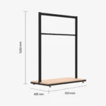 Black Clothing Rack with Walnut Base – 900mm Wide