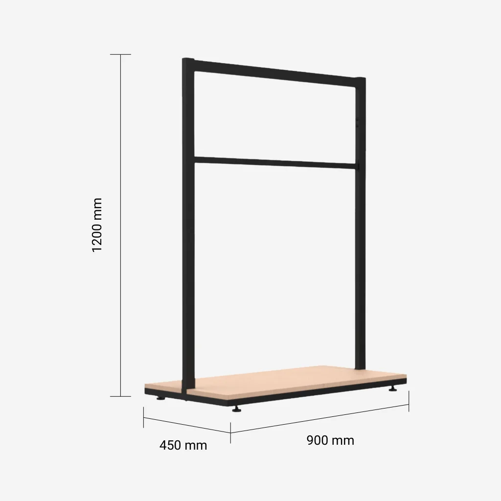 Black Clothing Rack with Walnut Base – 900mm Wide
