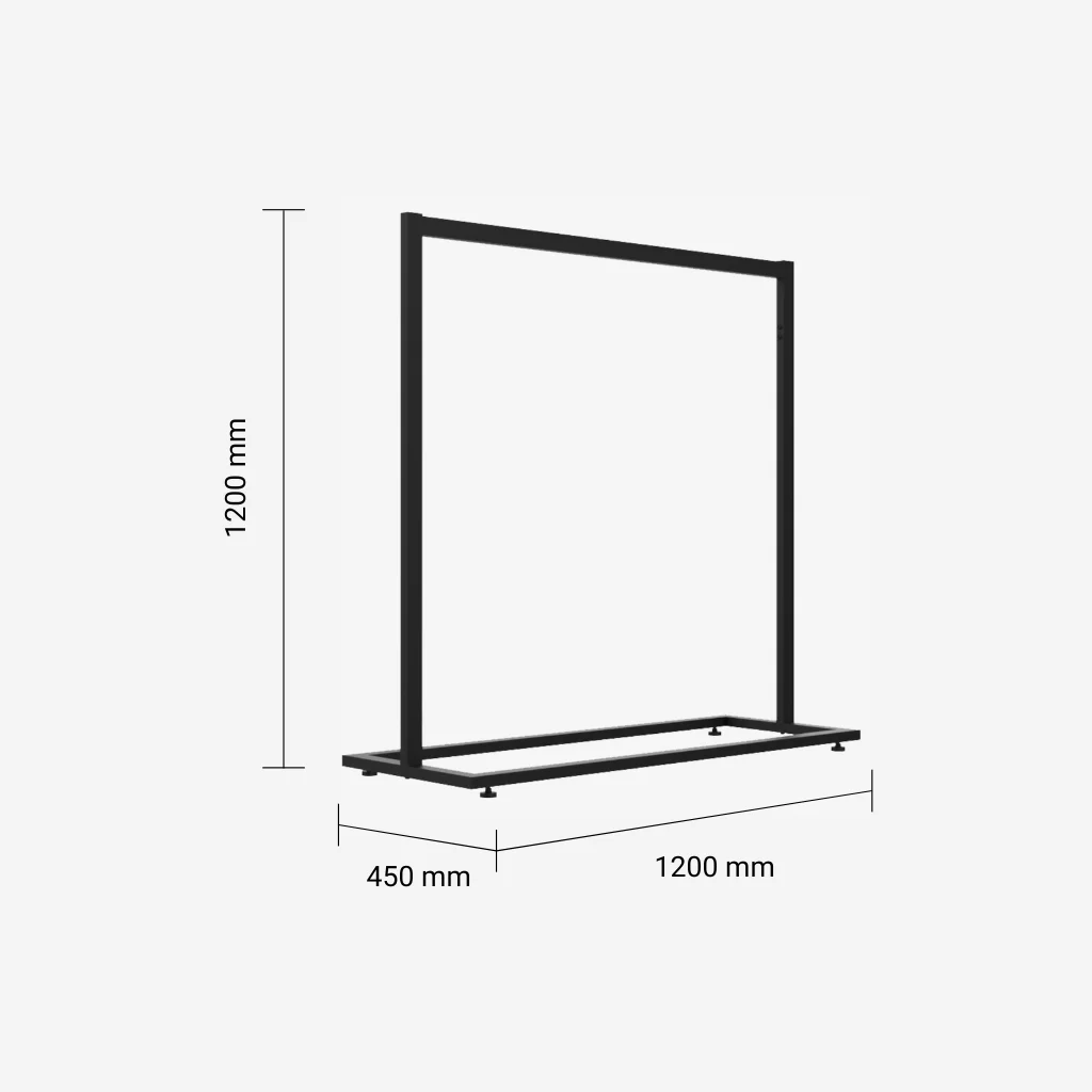 Black Clothing Rack Without Base – 1200mm Wide