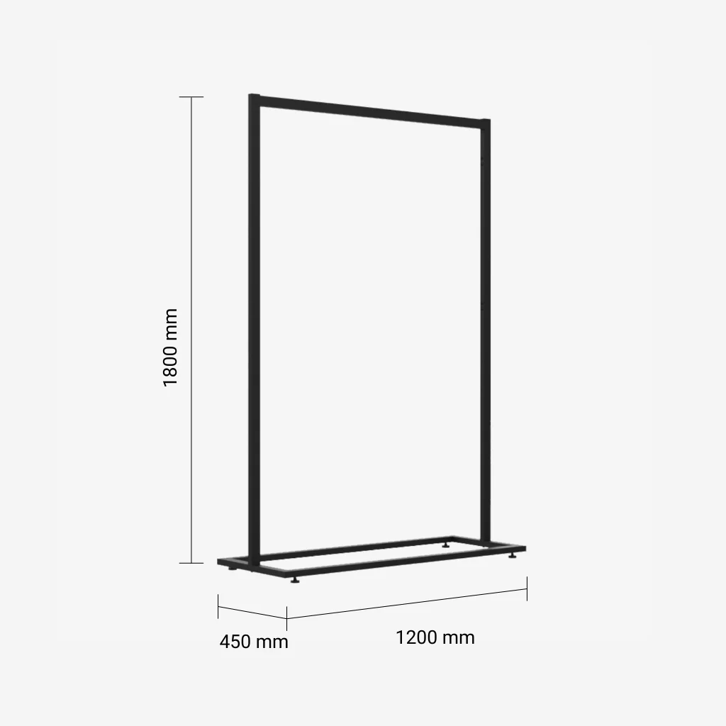 Black Clothing Rack Without Base – 1200mm Wide