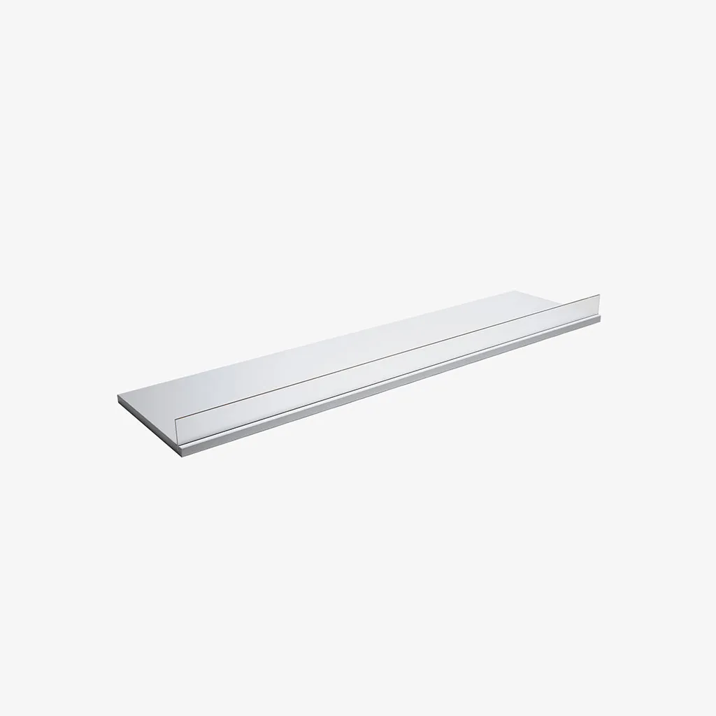 White MDF Shelf with Acrylic Stopper 1200L x 300D x 18mm Thick