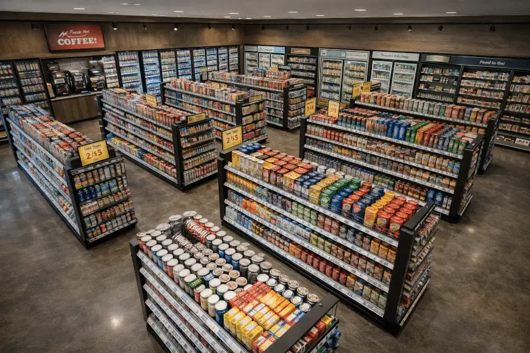 Convenience Store Gondola Shelving.