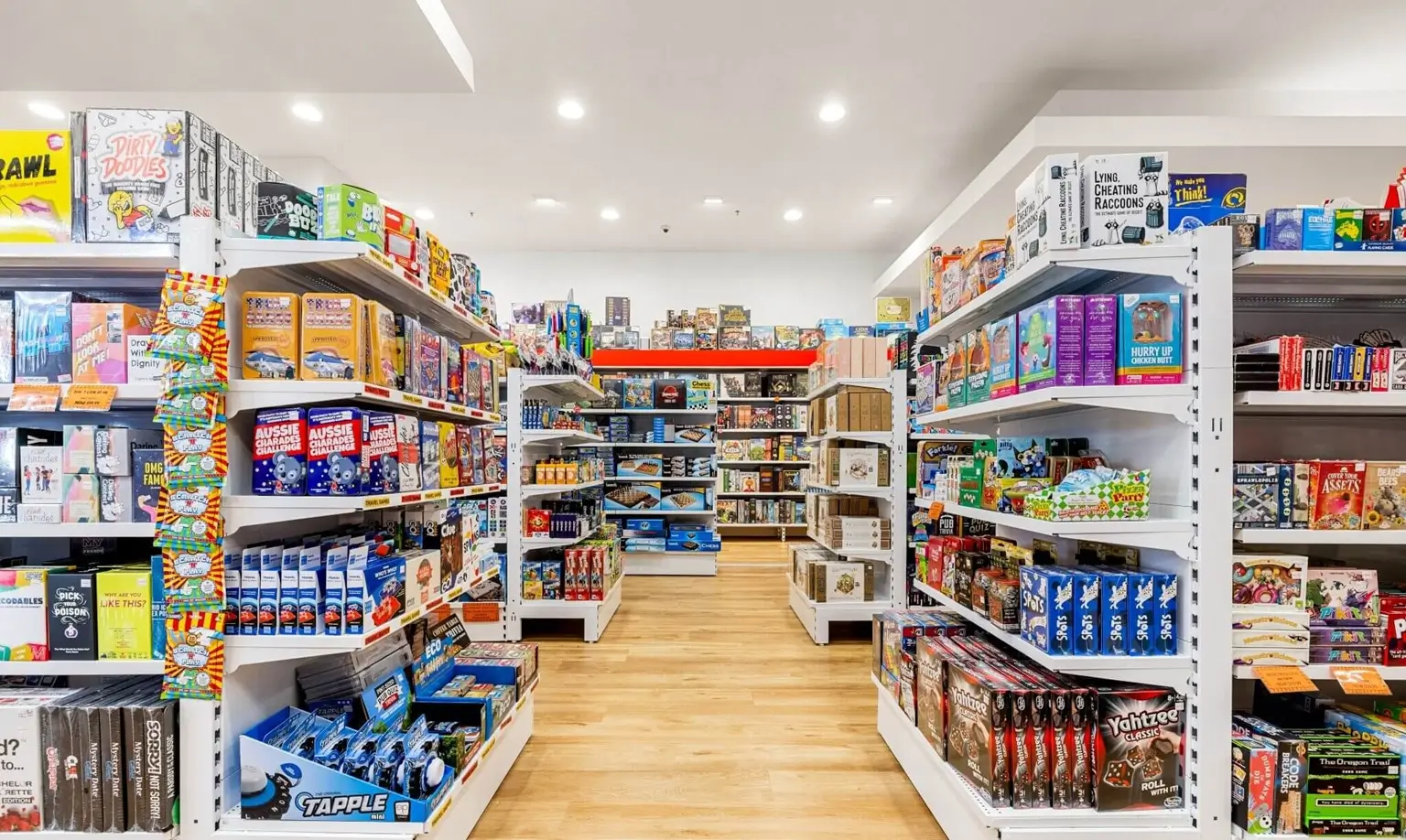 Gondola display shelving in gaming store