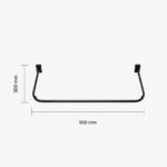 Black Curved Slatwall Clothing Hangrail - 900mm x 300mm - Measurements