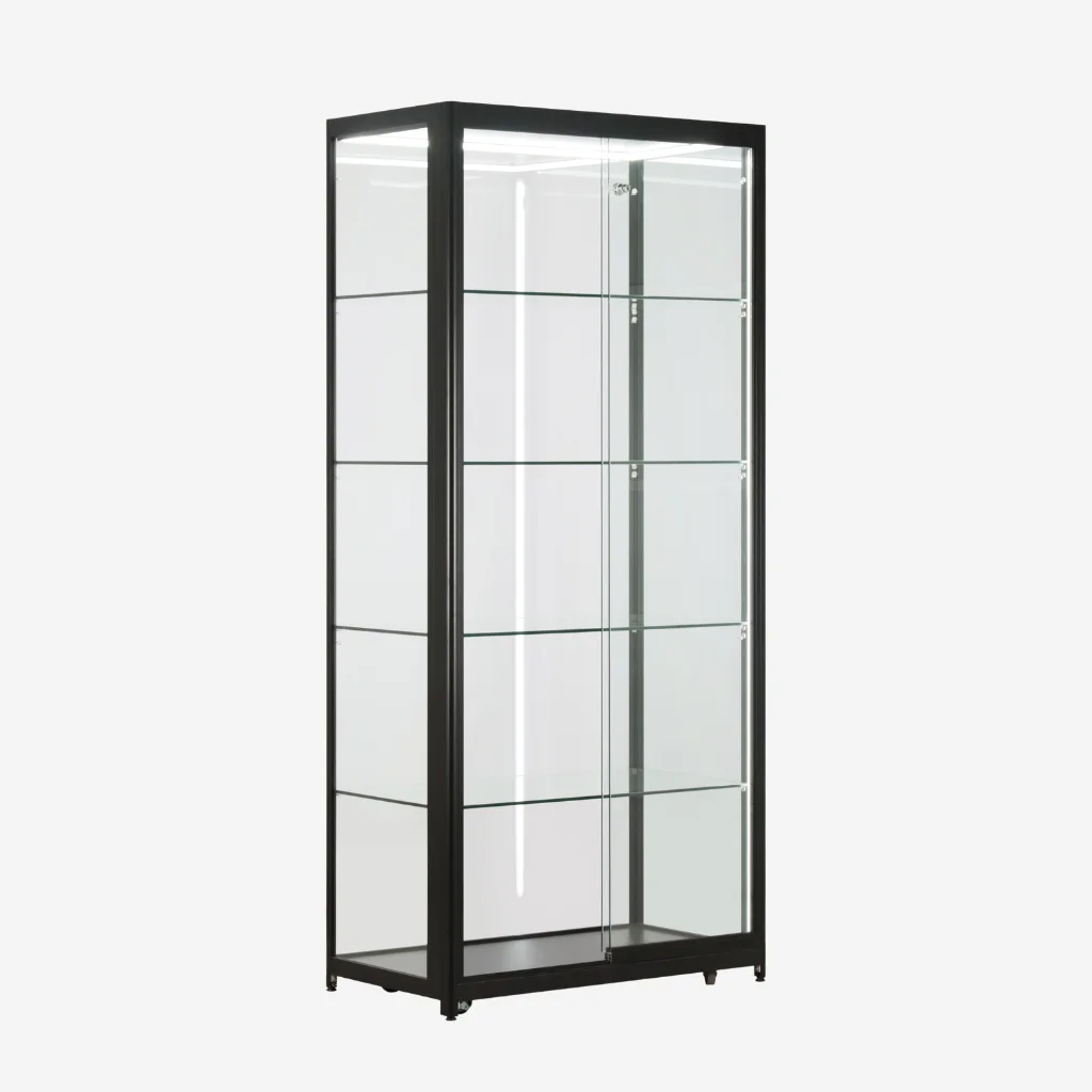 Black Glass Display Showcase Cabinet 900mm - DGS90B