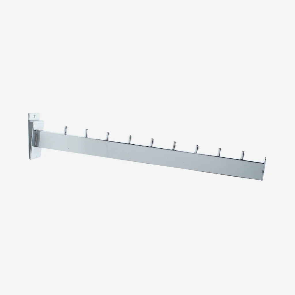 10 pin chrome slatwall straight display arm