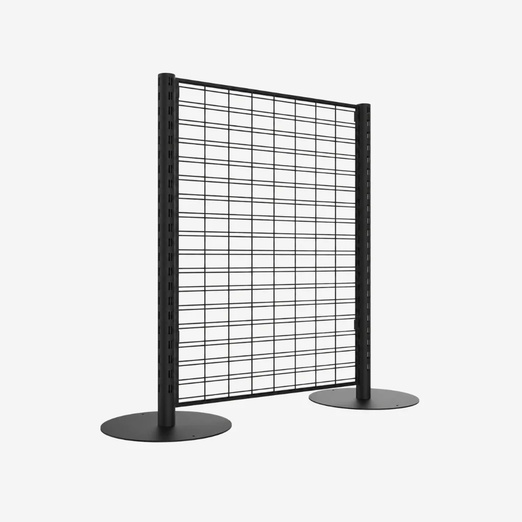Black Double Sided Flexible Queue System Gridmesh Panel - Starter Bay - 900mm × 1200mm - QSD9012SBG