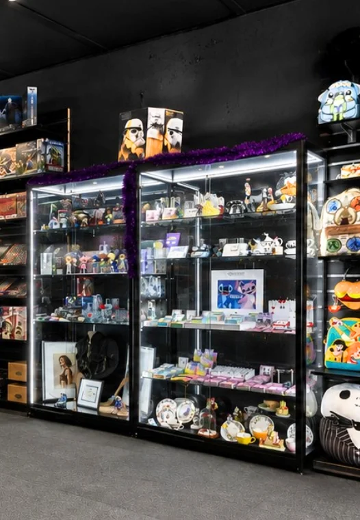 Glass Display Cabinets with Dimmable LED Lighting
