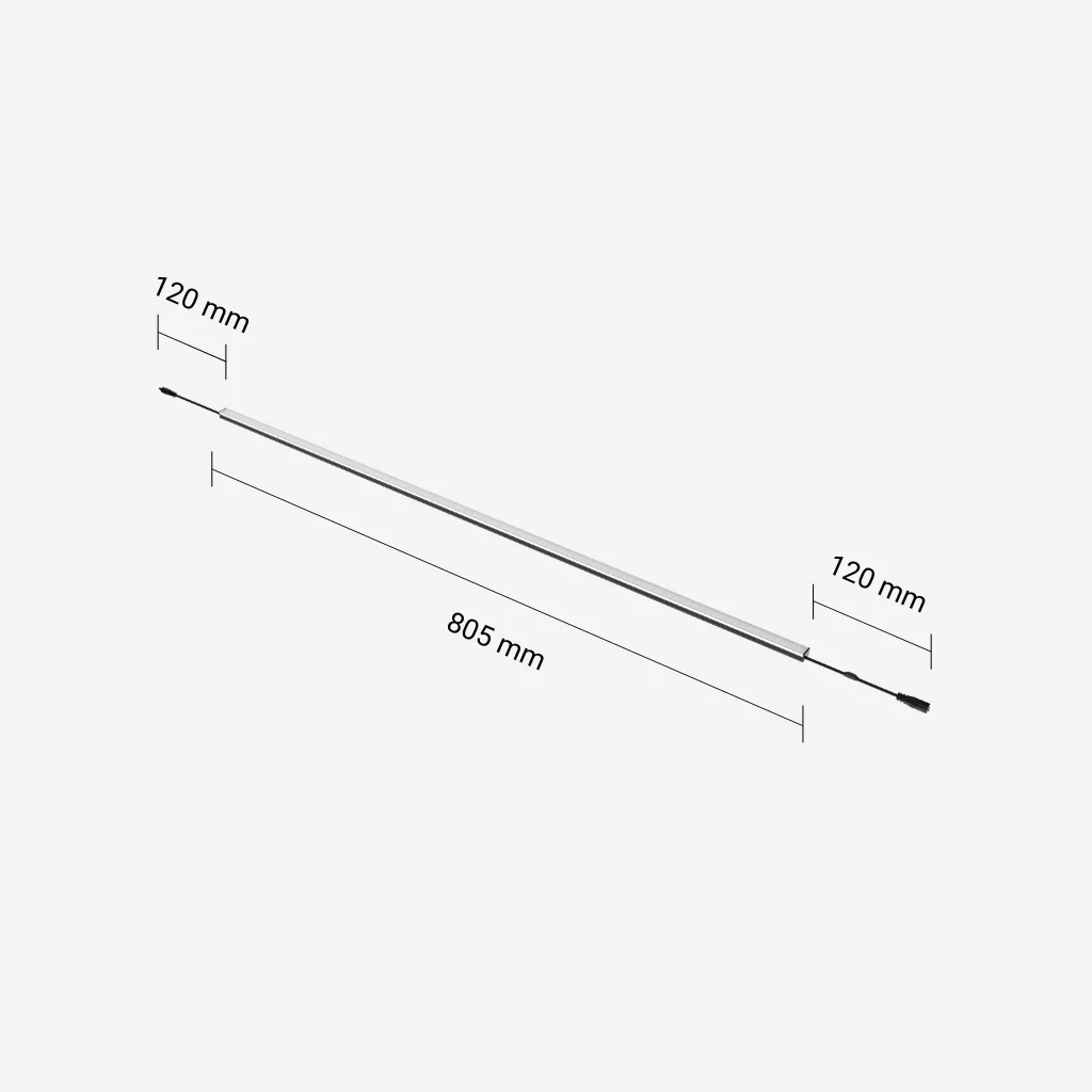 Black Magnetic LED Bar for 900mm Wide Gondola Shelving - Measurements - LEDBAR90B